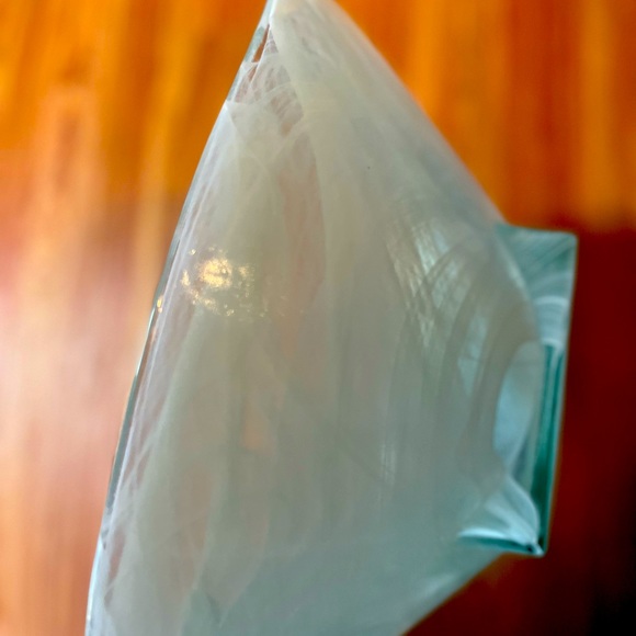 Recycled Art Glass Eco glass Centerpiece Bowl Sea-foam Made In Spain - Picture 9 of 16